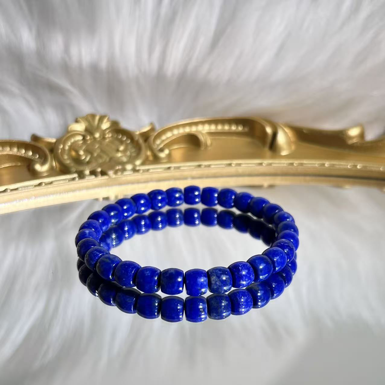 天然高品质青金石木桶珠单圈手串-A204多样性发其一