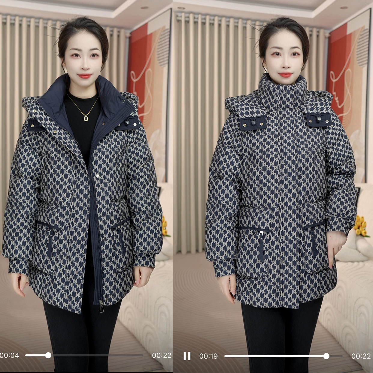 【羽绒服】新品气质时尚中长白鸭绒羽绒服冬季保暖连帽加厚外套女装