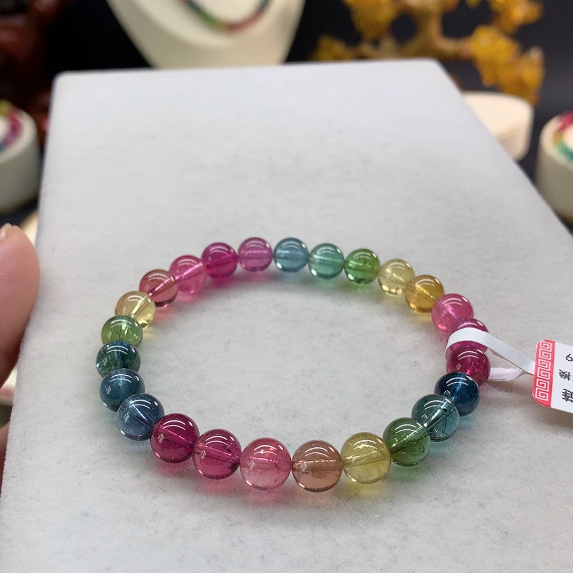 【闪购商品】未镶嵌手链碧玺荧光色标单圈7.2