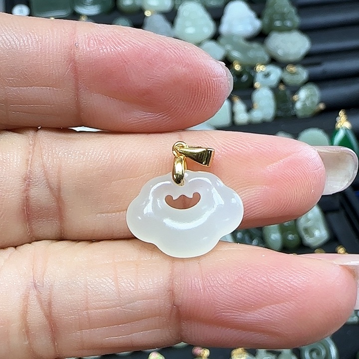 和田玉吊坠(不含链)银S925镶嵌