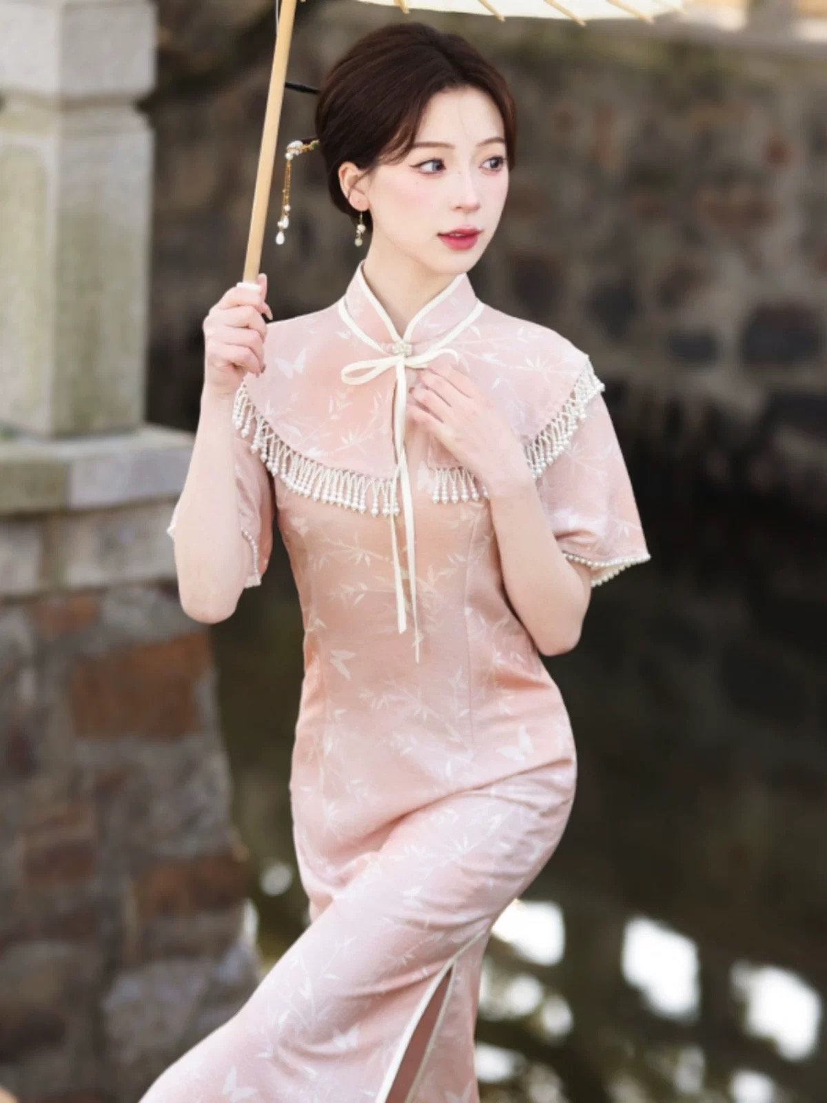 343 年轻款重工订珠套装|粉色佳人|旗袍