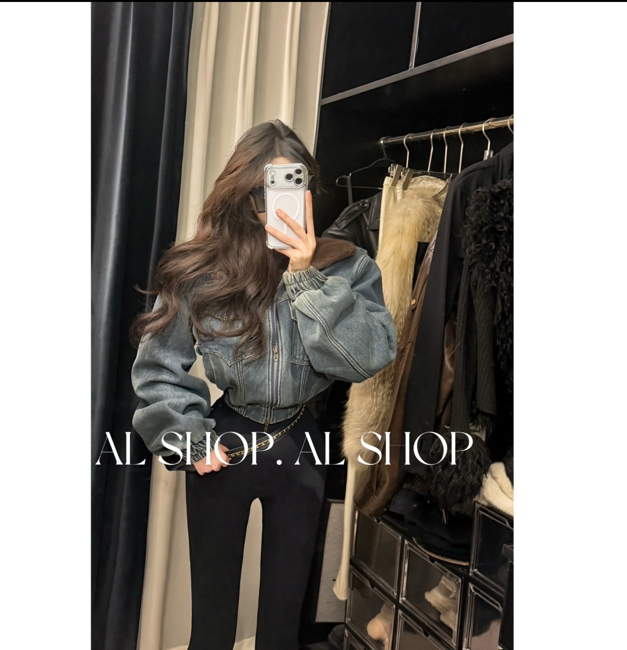 AL SHOP【感觉至上】韩系时尚高级百搭加绒短款牛仔外套