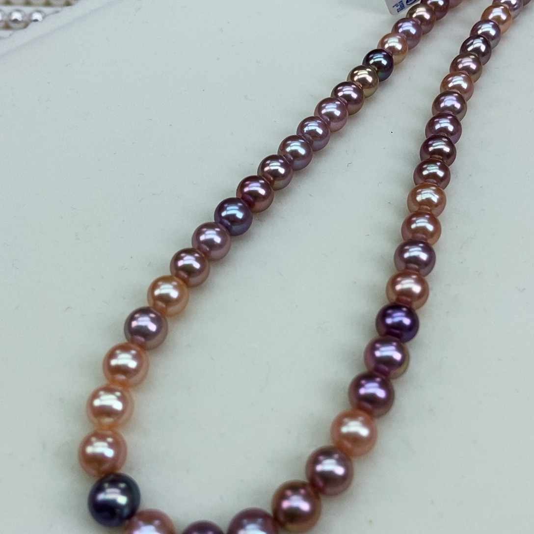 淡水珍珠8极强光糖果几乎无暇正圆毕业银S925镶嵌