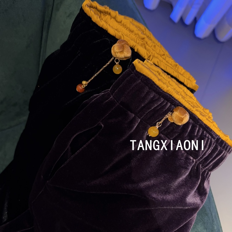 3店 订单出 【洒满庭】黑紫绒两色丝绒裤