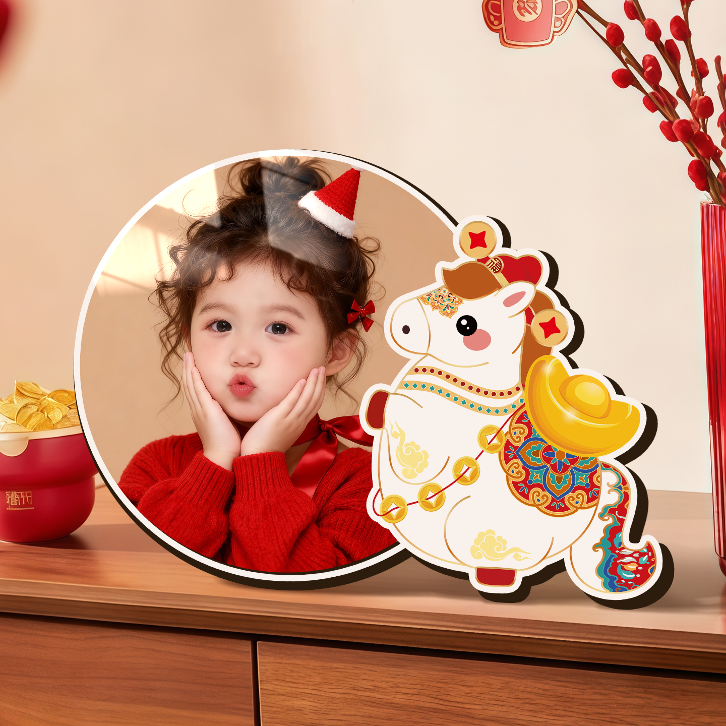 2026马年定制相框儿童宝宝照片摆台冲洗相片做成画框马宝创意框架