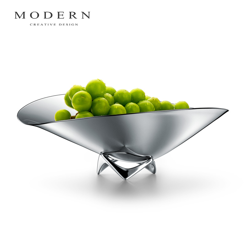摩登MODERN轻奢北欧水果盘大全ins风不锈钢大号果兜装饰乔迁礼品