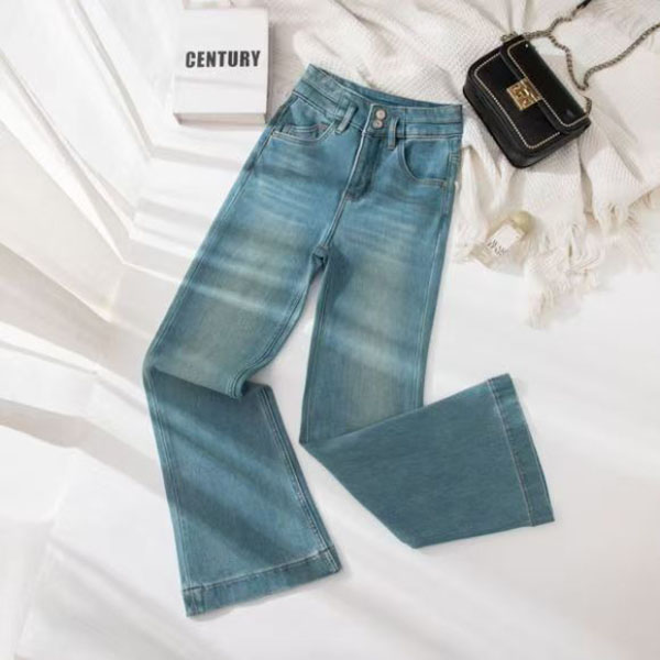 【春节发货】天青色植绒四面弹·完美弹腿精高腰筒喇牛仔裤女牛仔裤