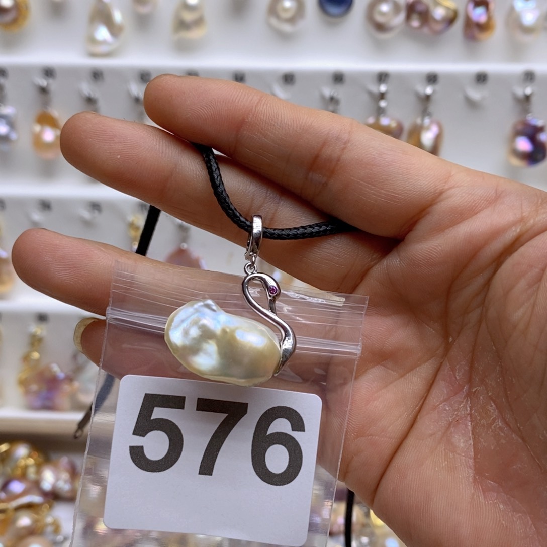 淡水珍珠颈饰银S925镶嵌576