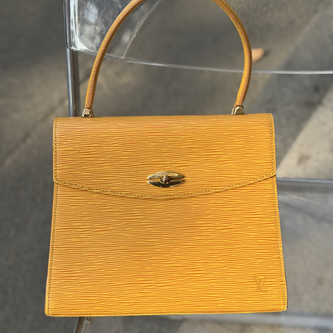 95新 LouisVuitton/路易威登 黄色水波纹Kelly手提包