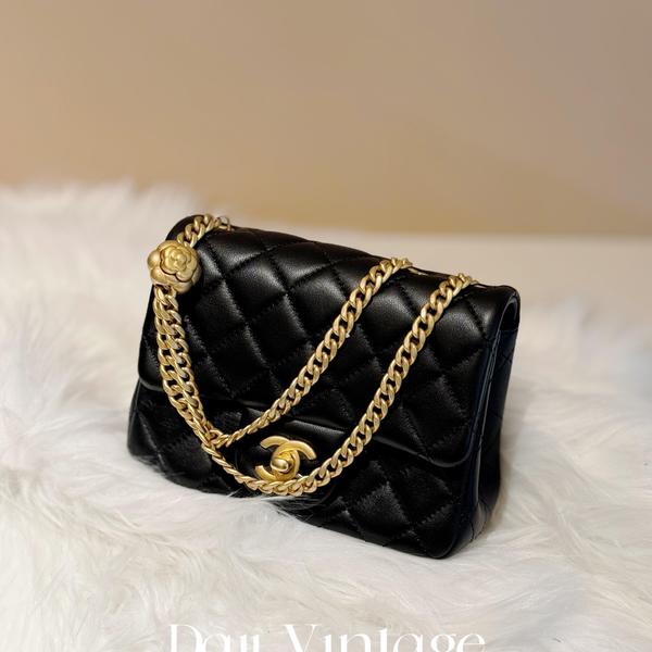 99新 Chanel/香奈儿 大吉中古/Chanel香奈儿25P黑金山茶花方胖子