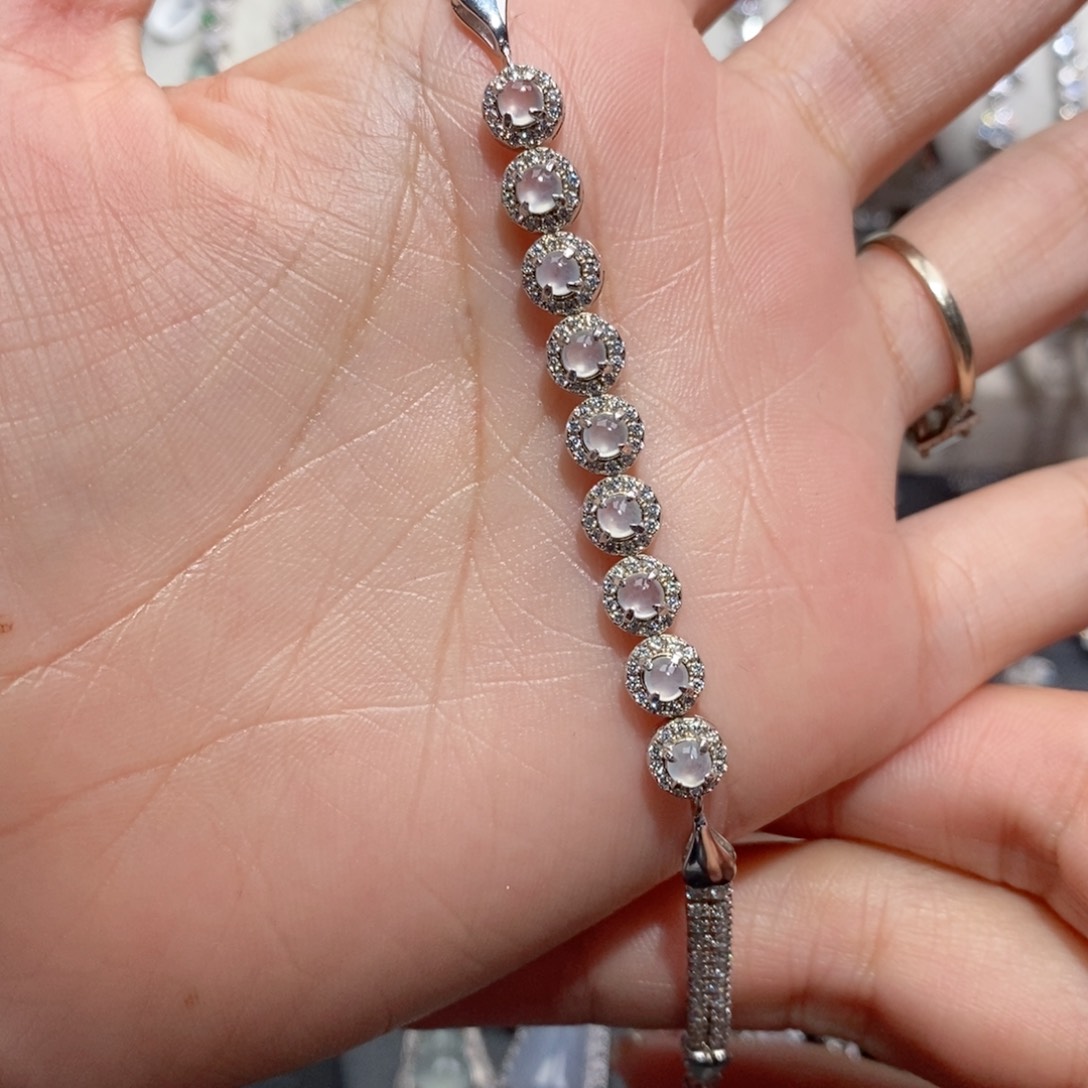 翡翠手链银S925镶嵌c c c