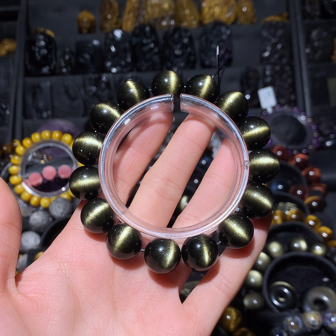 黑曜岩手链未镶嵌博****花