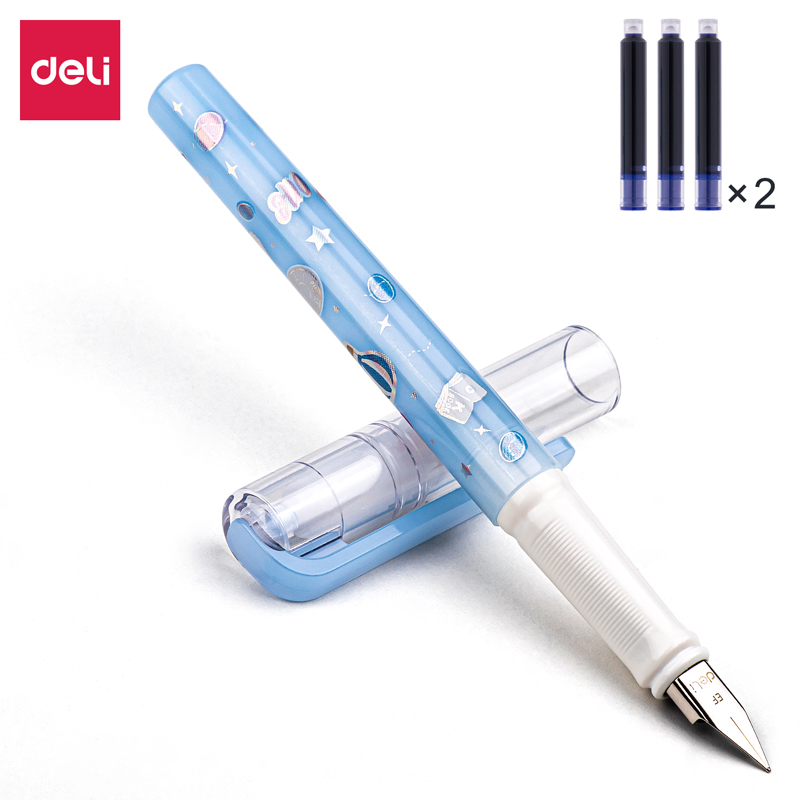 得力A930练字钢笔(1支笔+6墨囊/卡)