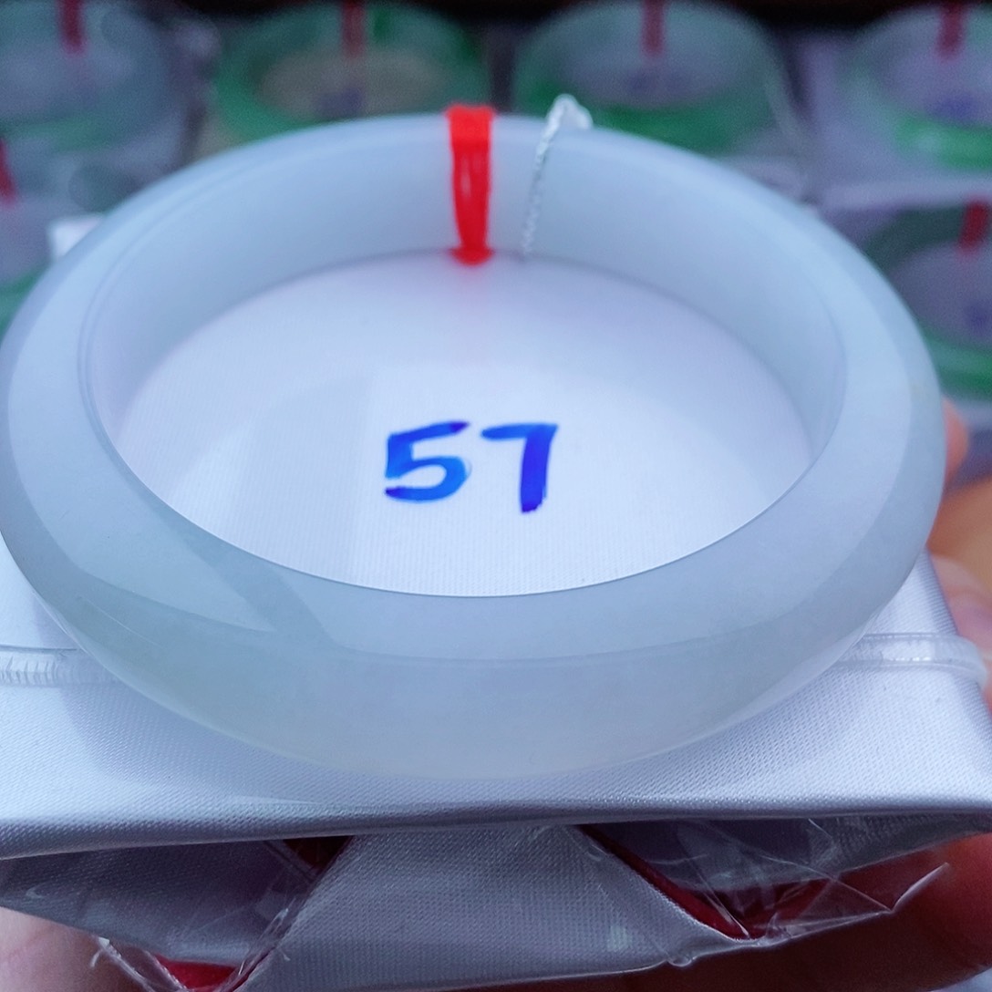 翡翠手镯未镶嵌粥*妞0210-57圈口 冰清玉洁