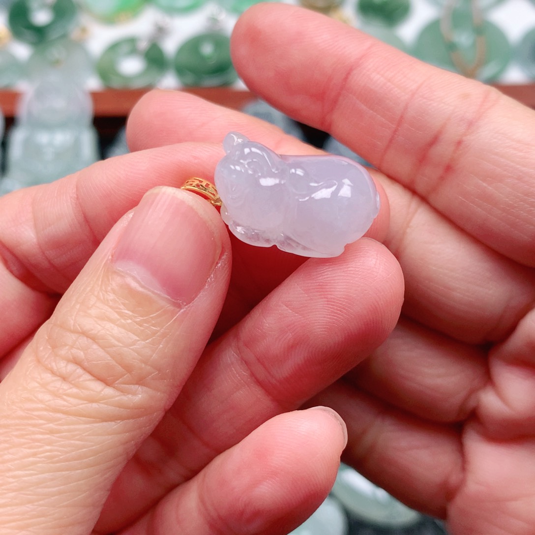 翡翠吊坠(不含链)18K金镶嵌