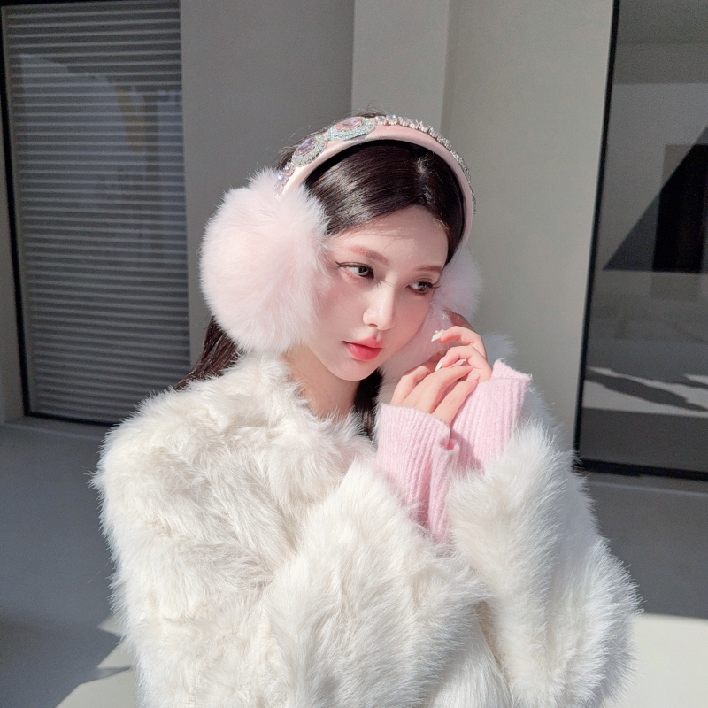 CREAMPP 原创冬季轻奢宝石氛围柔雾云朵芬兰狐狸毛高露顶保暖耳罩