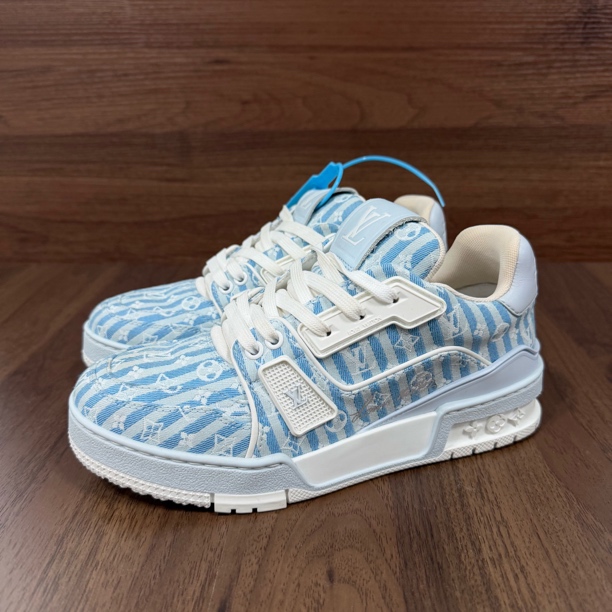 99新 LouisVuitton/路易威登 36.5码 trainer 牛仔满印 低帮板鞋