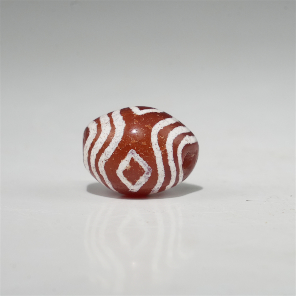 lot61301 清代 镶蚀红玉髓橄榄珠