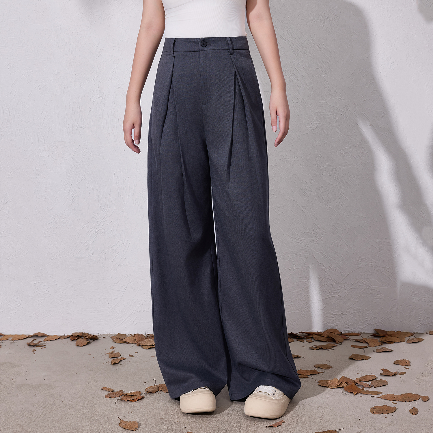 【高光时刻】蛋妹大码女装胖mm秋季遮胯显瘦阔腿裤休闲裤DM33252