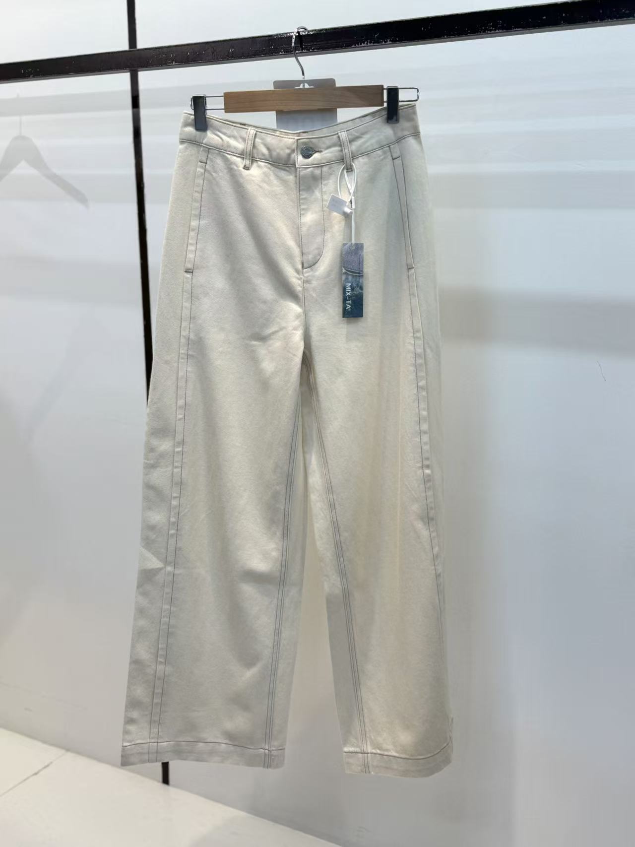 春秋款宽松直筒高腰阔腿牛仔裤（D24K0227）【199】