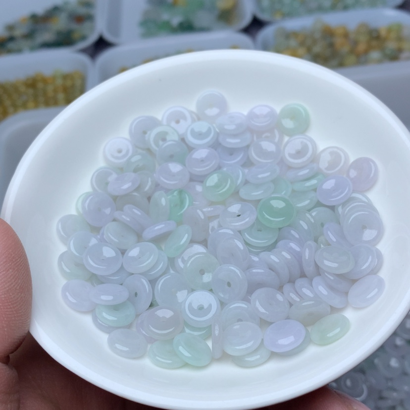 【闪购商品】翡翠手链未镶嵌卡9淡紫绿30个