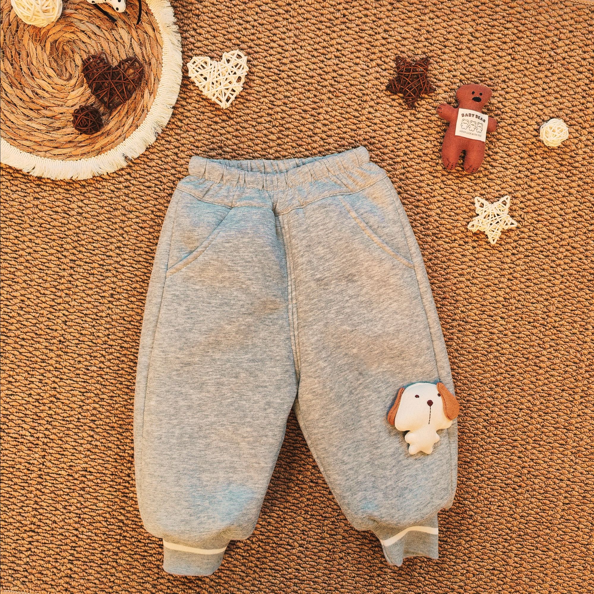 儿童冬季加绒加厚四层棉裤束脚运动裤卡通可爱风小童一条过冬