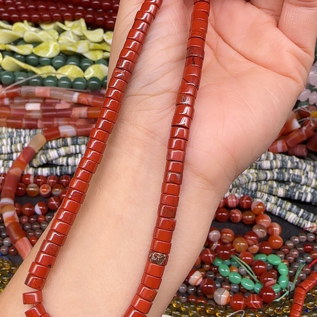 玛瑙/玉髓合金珠宝半成品红石剁珠6mm一条