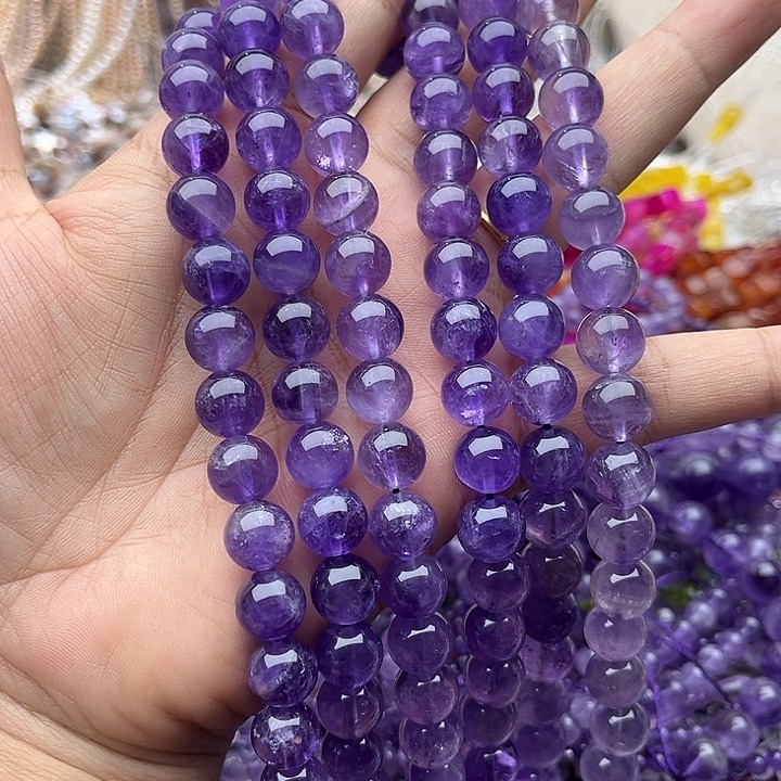 玛瑙/玉髓未镶嵌珠宝半成品一条10mm左右紫晶