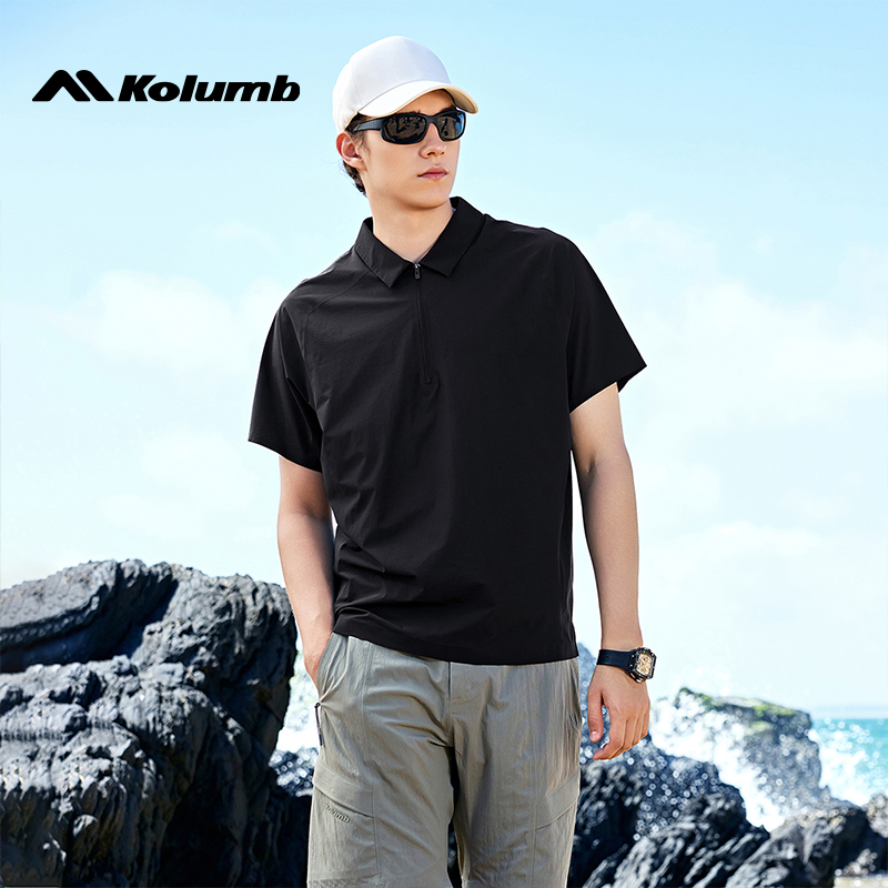 Kolumb哥仑步翻领短袖POLO衫男夏季新款透气防晒百搭运动T恤上衣