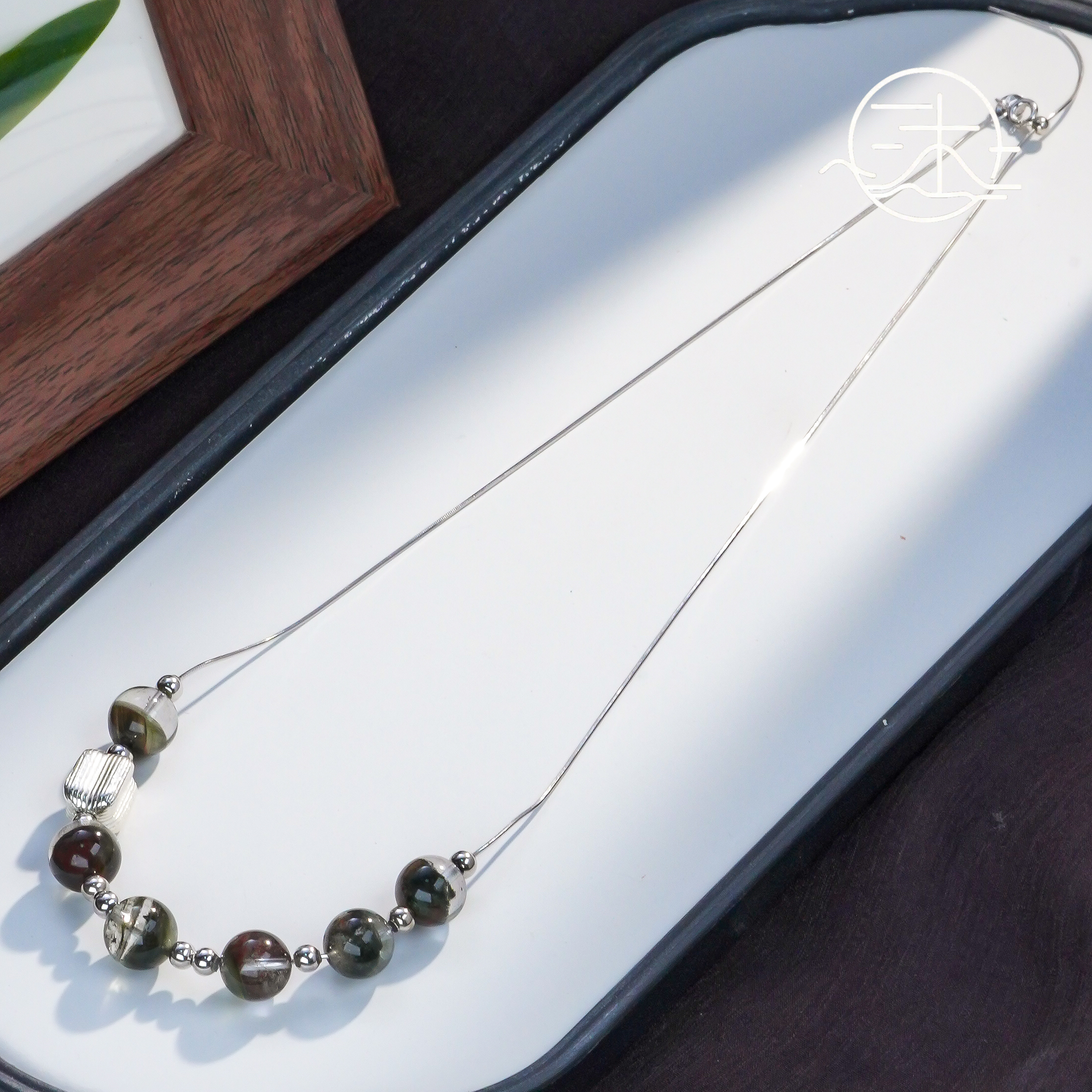 木润【绿幽灵】天然原矿水晶绿幽灵微笑链项链  S925银