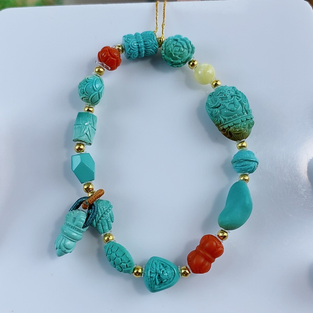 18K金镶嵌绿松石珠宝奇石