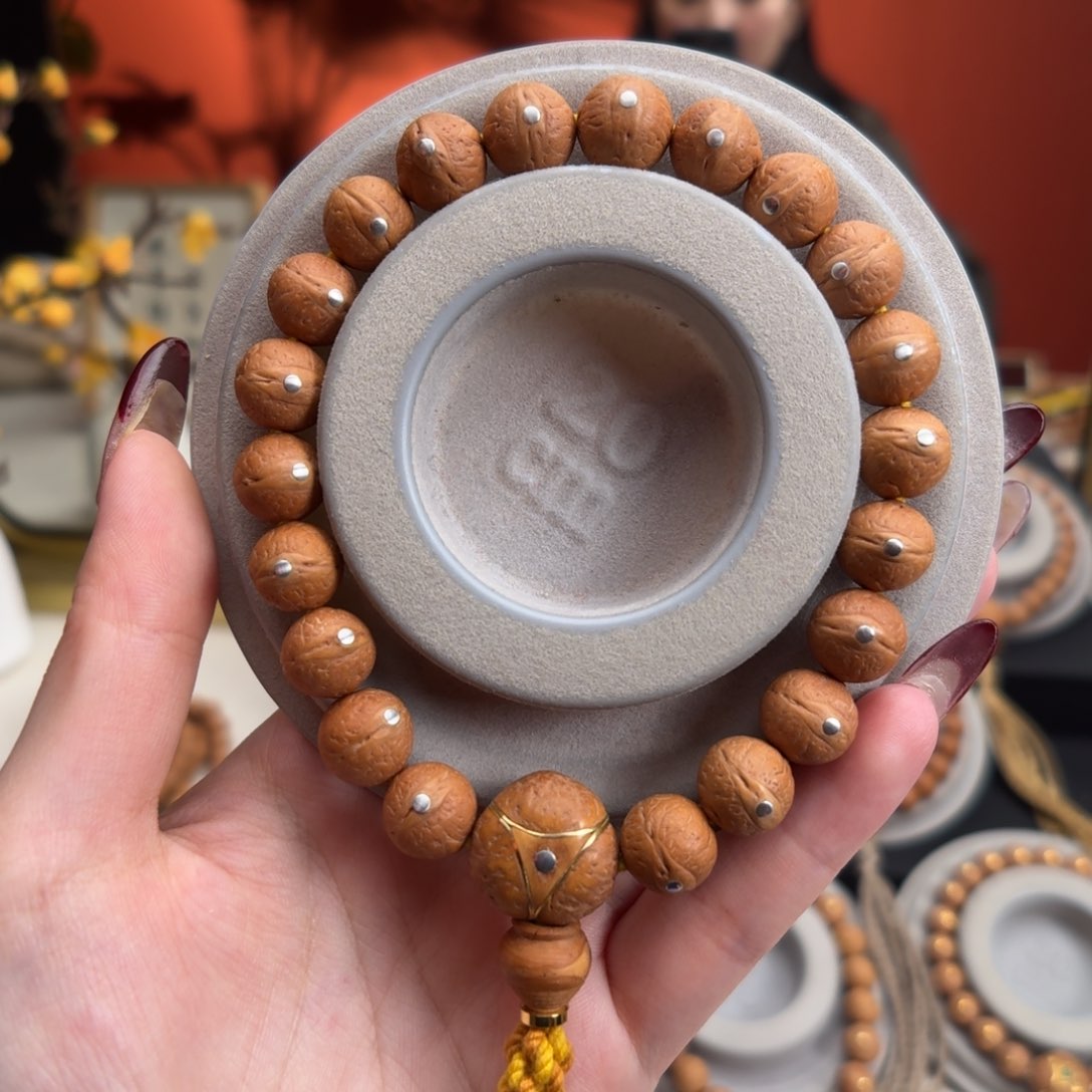 凤眼菩提手串11mm铁籽单圈银色钉