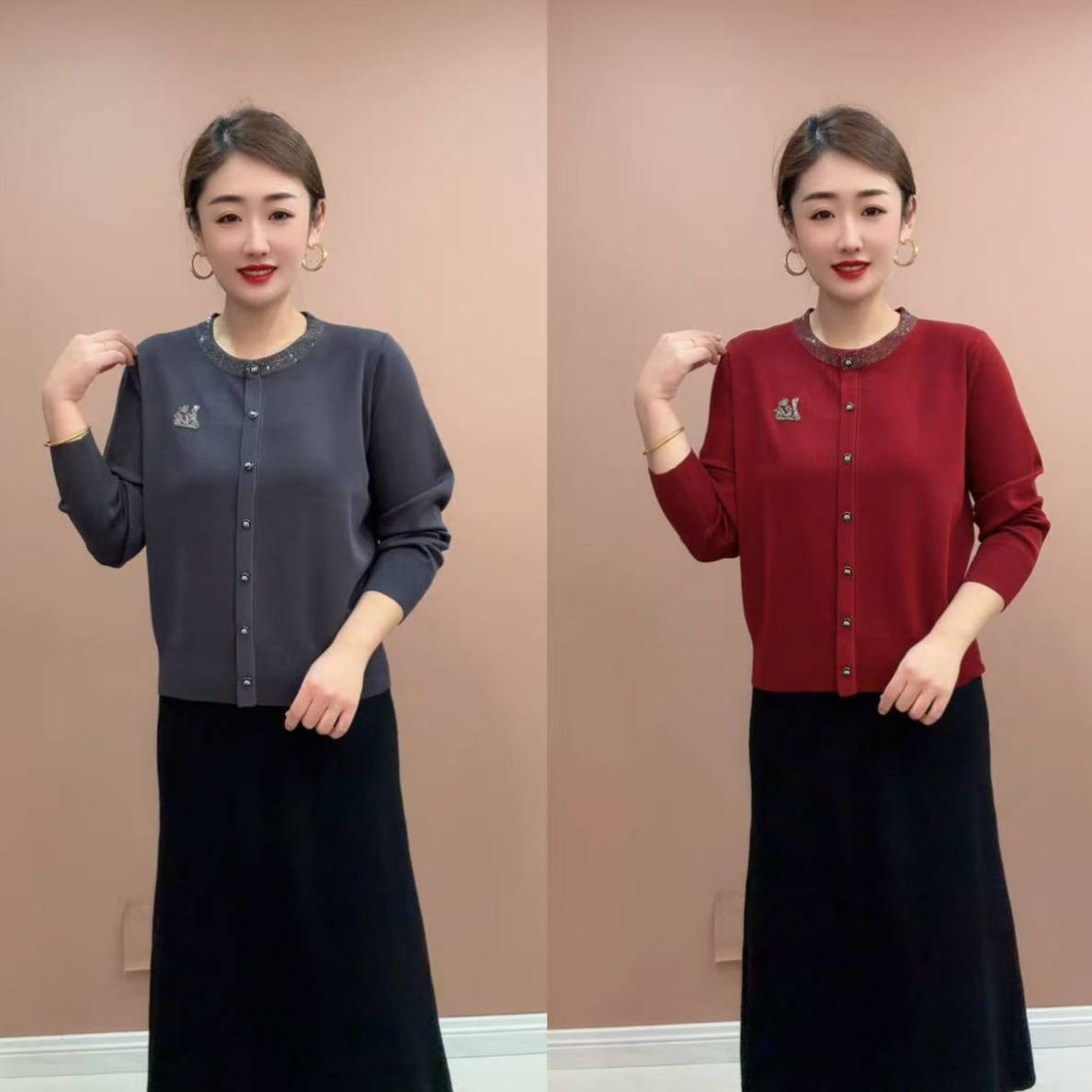 钻领小扣衫 666     