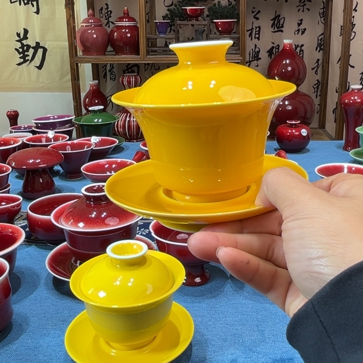 鬼***愁景德镇陶瓷三才马蹄盖碗福利