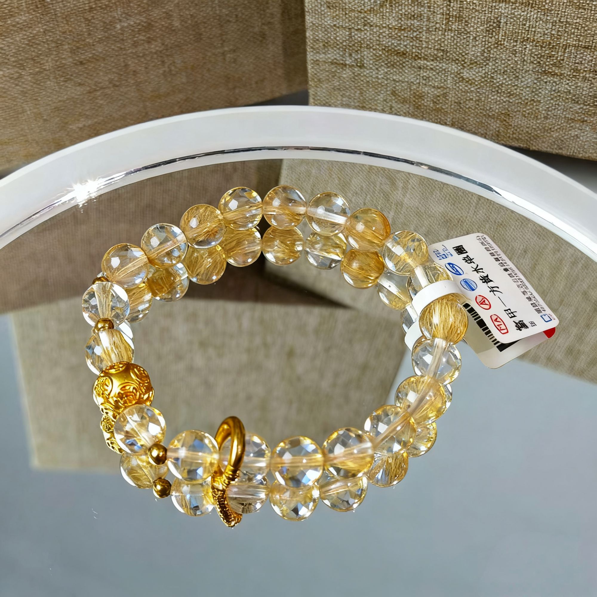 非金属仿水晶手链 天然黄水晶柠檬晶手串单圈招财转运手链百搭