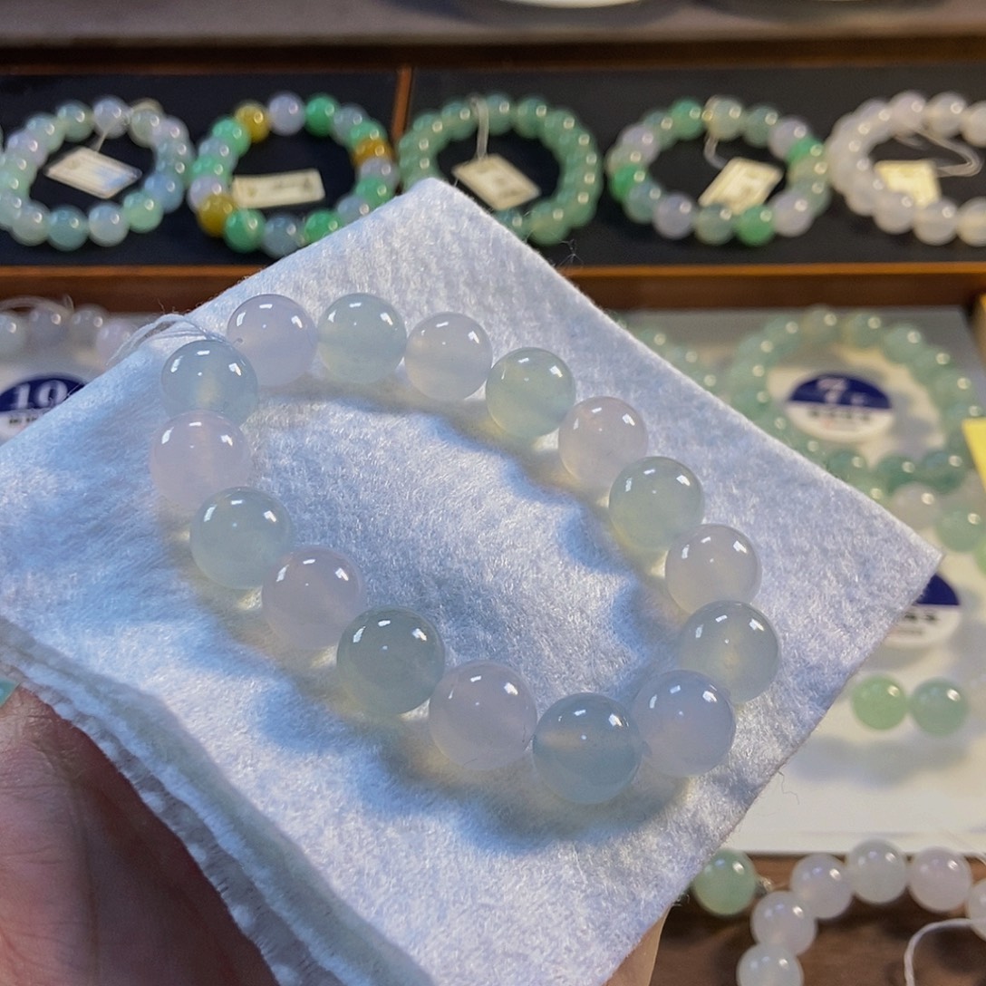 定制翡翠未镶嵌翡翠手串卡12+