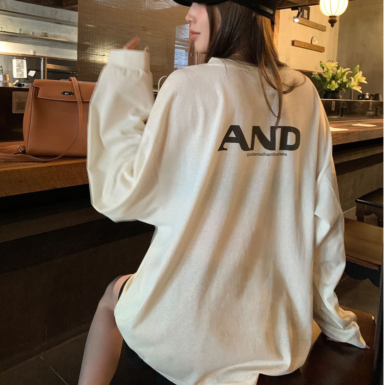 松弛感满满字母防晒面膜T恤女2025秋新款宽松垂垂慵懒长袖上衣