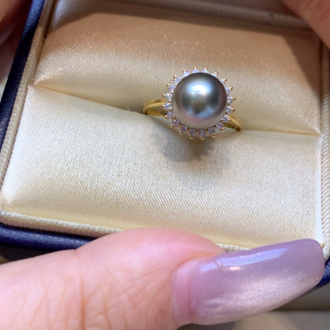 银S925镶嵌戒指海水珍珠