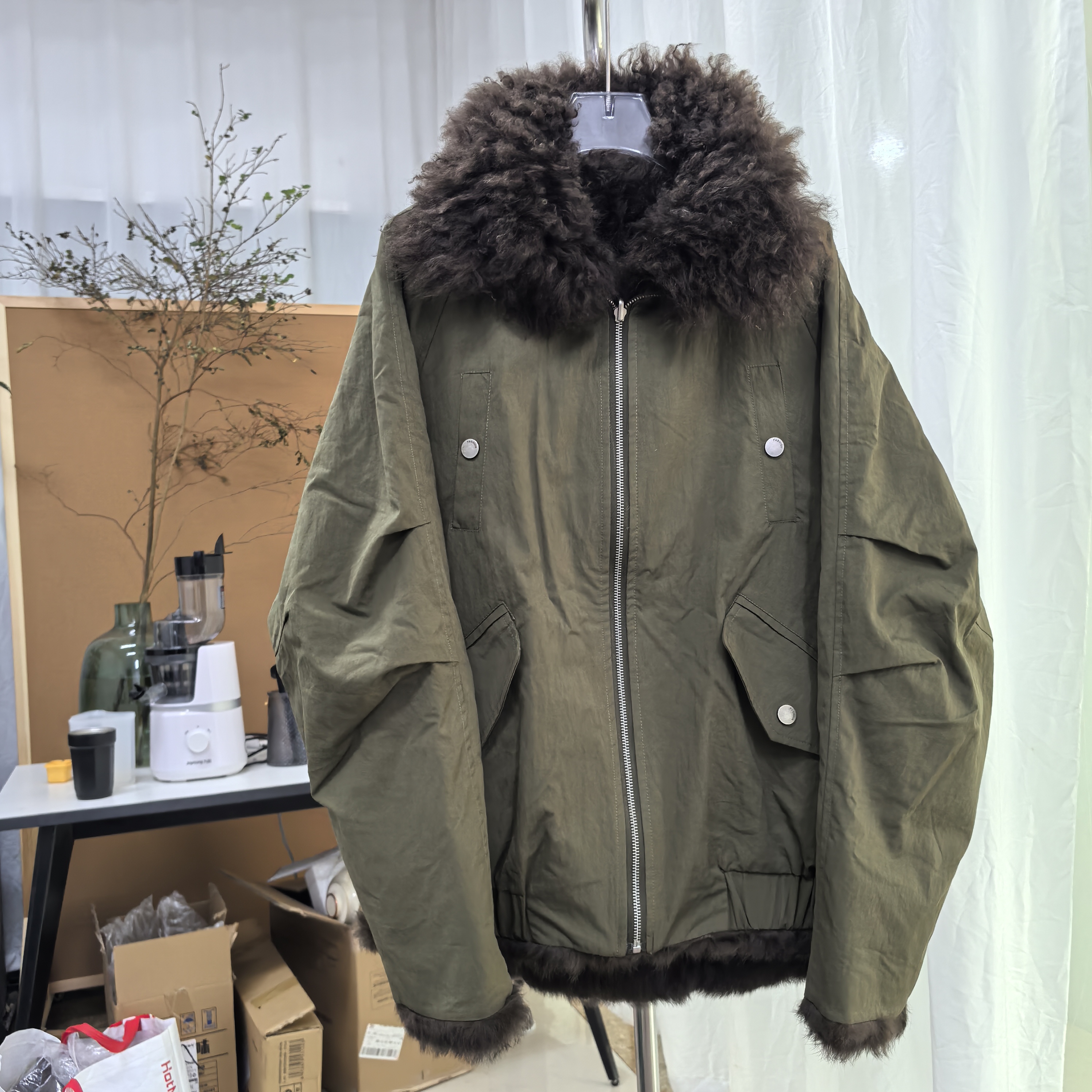 新2025新潮流秋冬气质兔皮毛一体两面穿中长外套