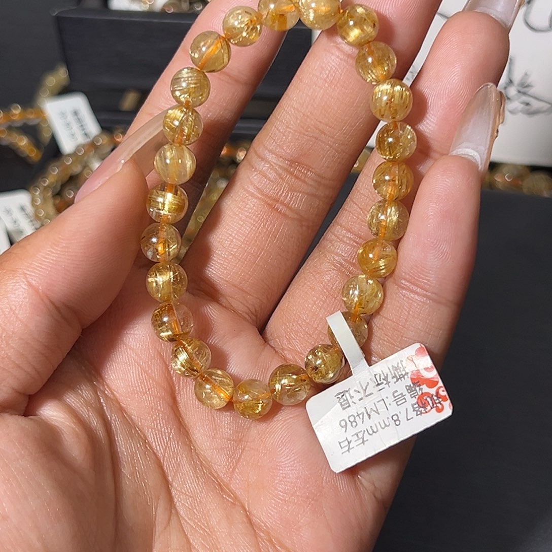 发晶手链未镶嵌天然金发晶486