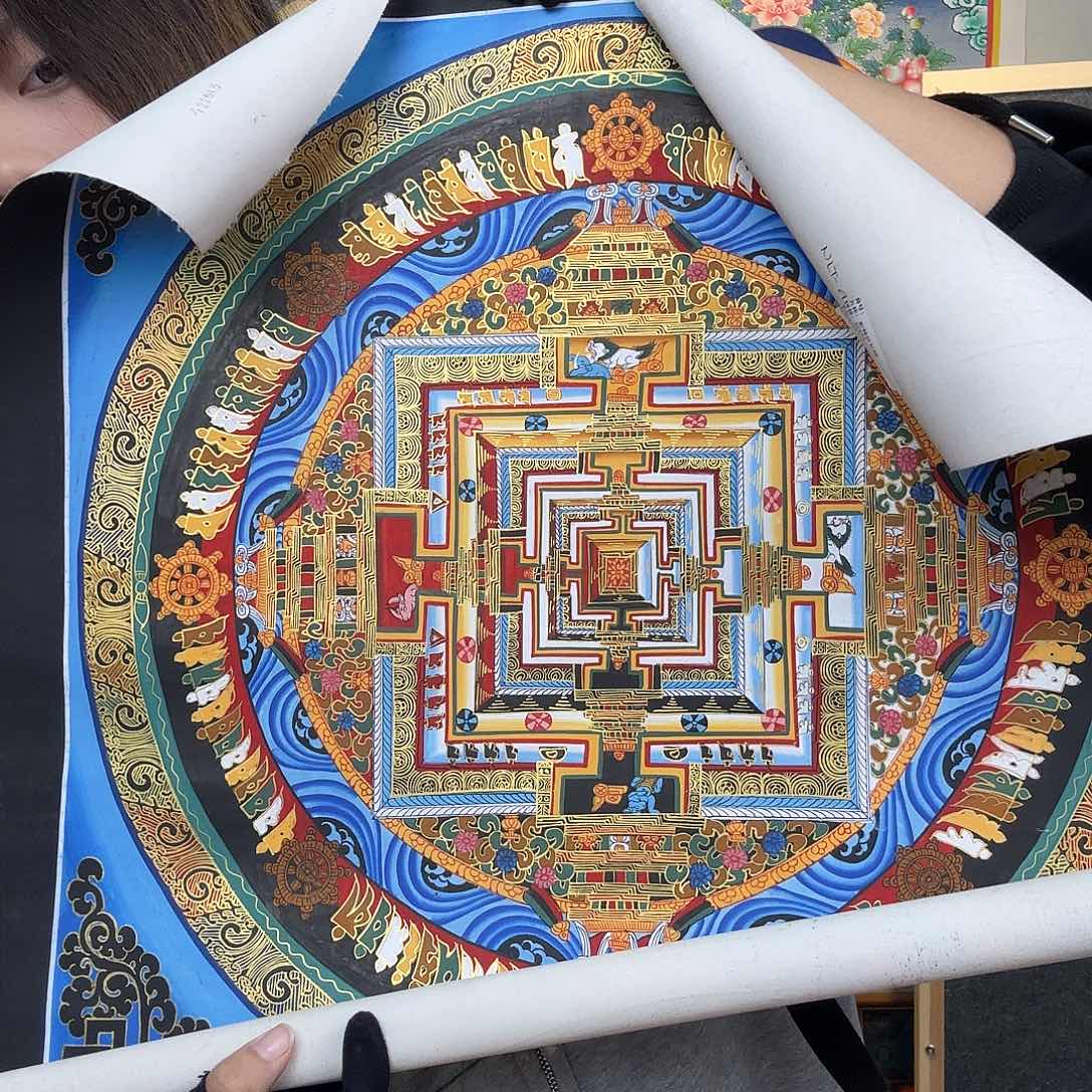 卷轴画纯手绘唐卡坛城50厘米左右