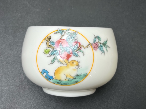 蟠桃玉兔白瓷杯高端主人杯