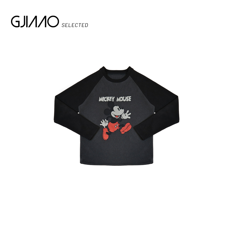 12703 袖撞色字母红米奇T恤