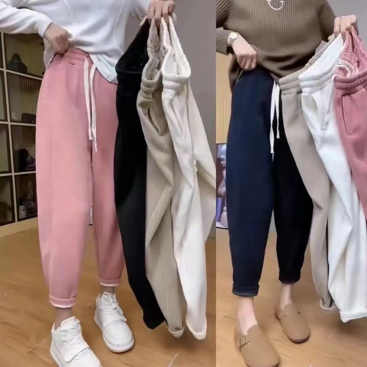 冬款上新加绒加厚奶奶萝卜裤2025新款网红保暖高腰冬季百搭时尚