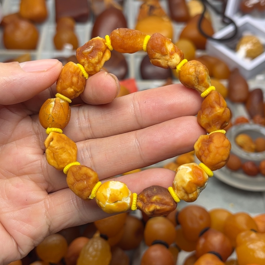 琥珀裸石未镶嵌天然蜜蜡手串