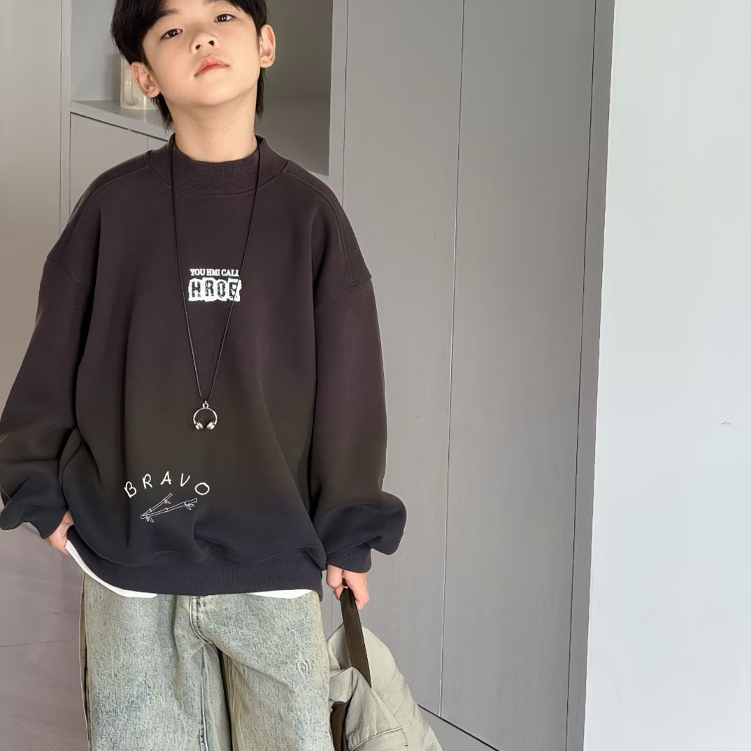 时尚前沿2025布芮欧冬季新款渐变加绒圆领卫衣86632