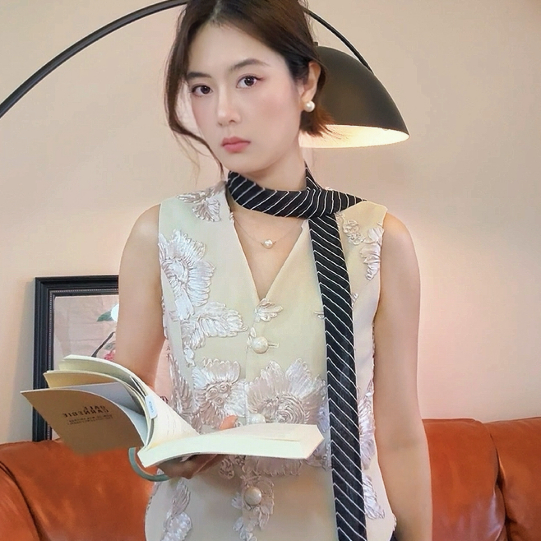 【瑶嘉】细窄长条条纹真丝8姆米丝巾腰带百搭领巾女系脖丝带颈带