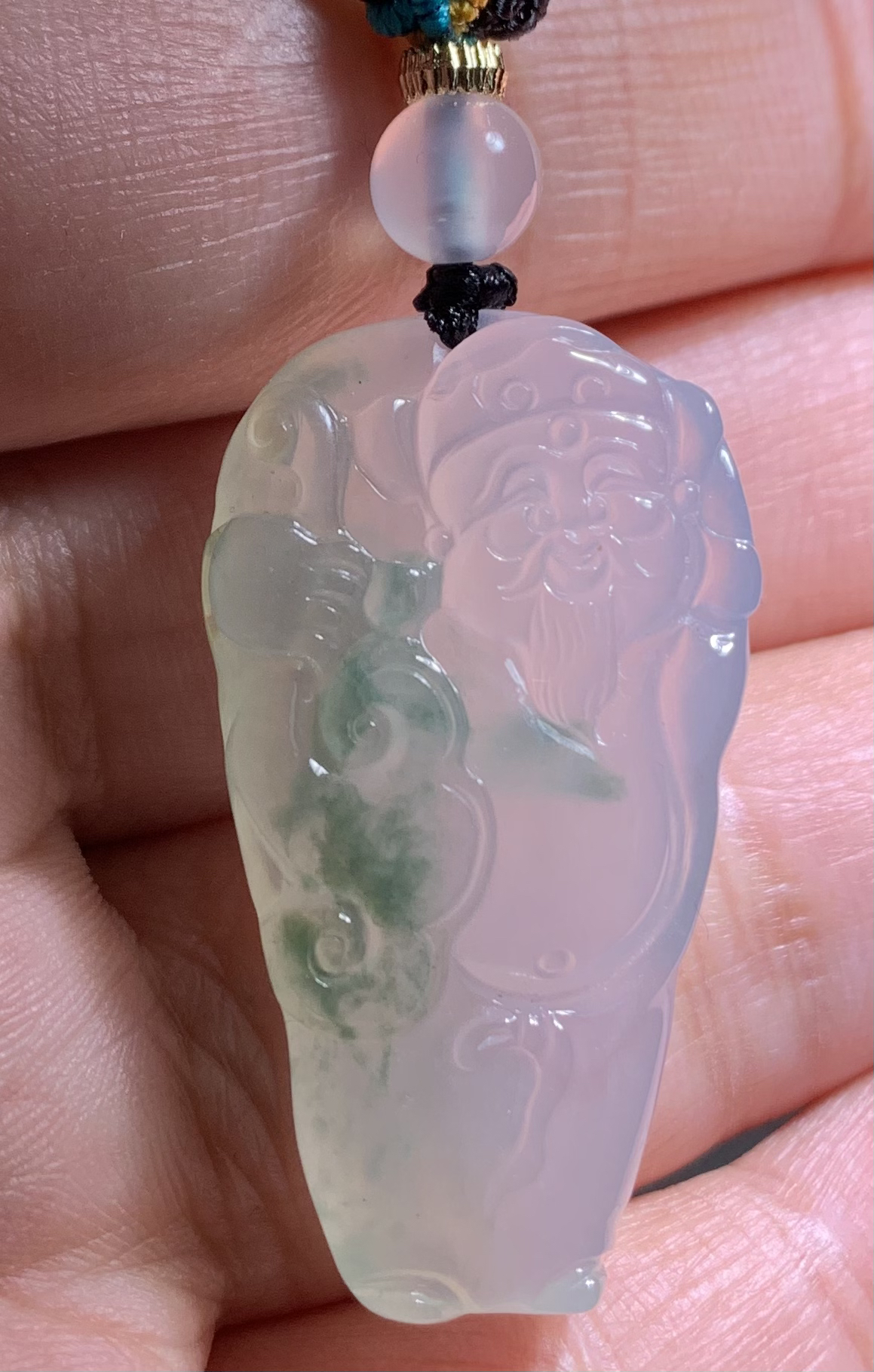 【冰种•财神】缅甸天然A货翡翠冰种随形特色财神如意手工特色挂件