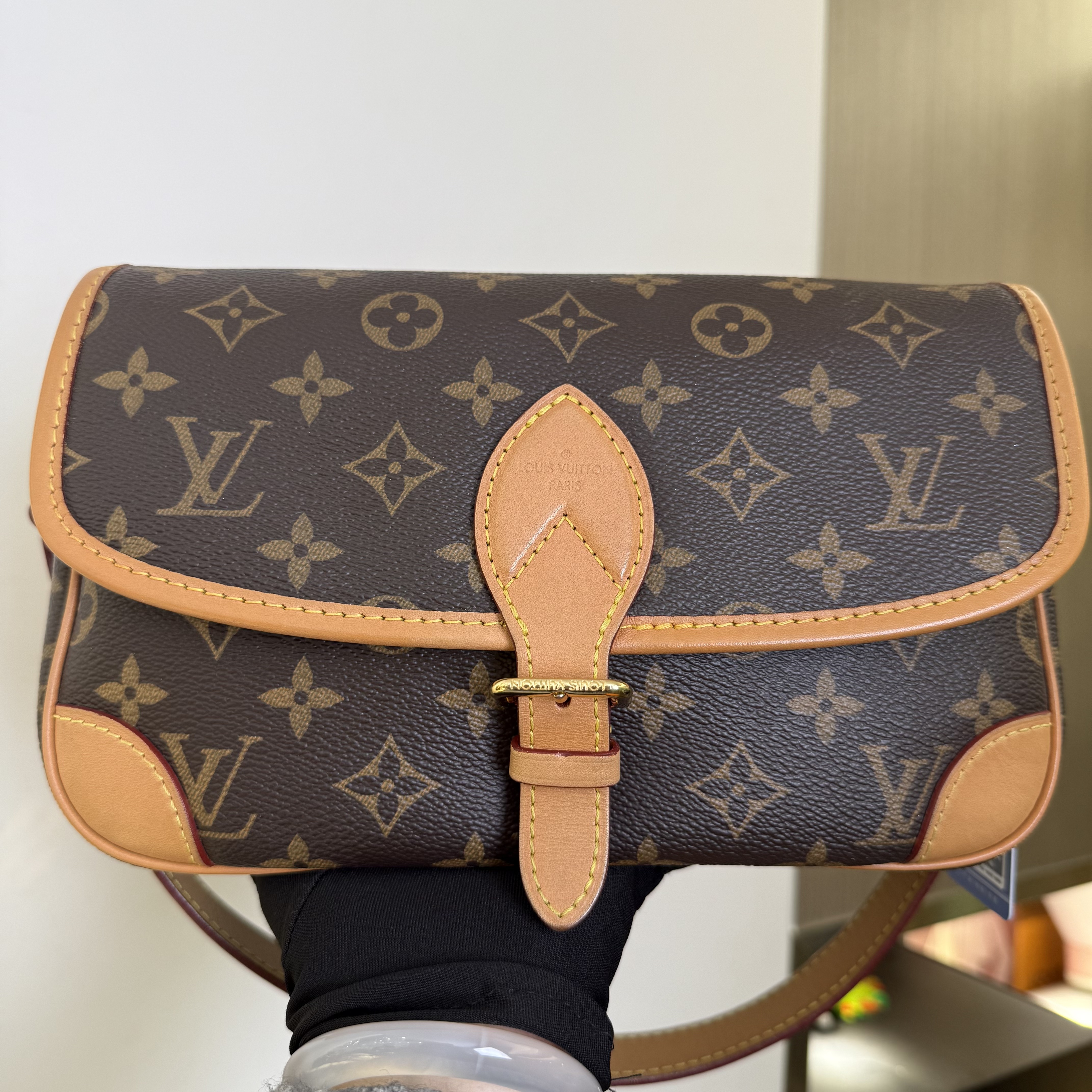 95新 LouisVuitton/路易威登 新款法棍全原黑色内里斜挎包/62249