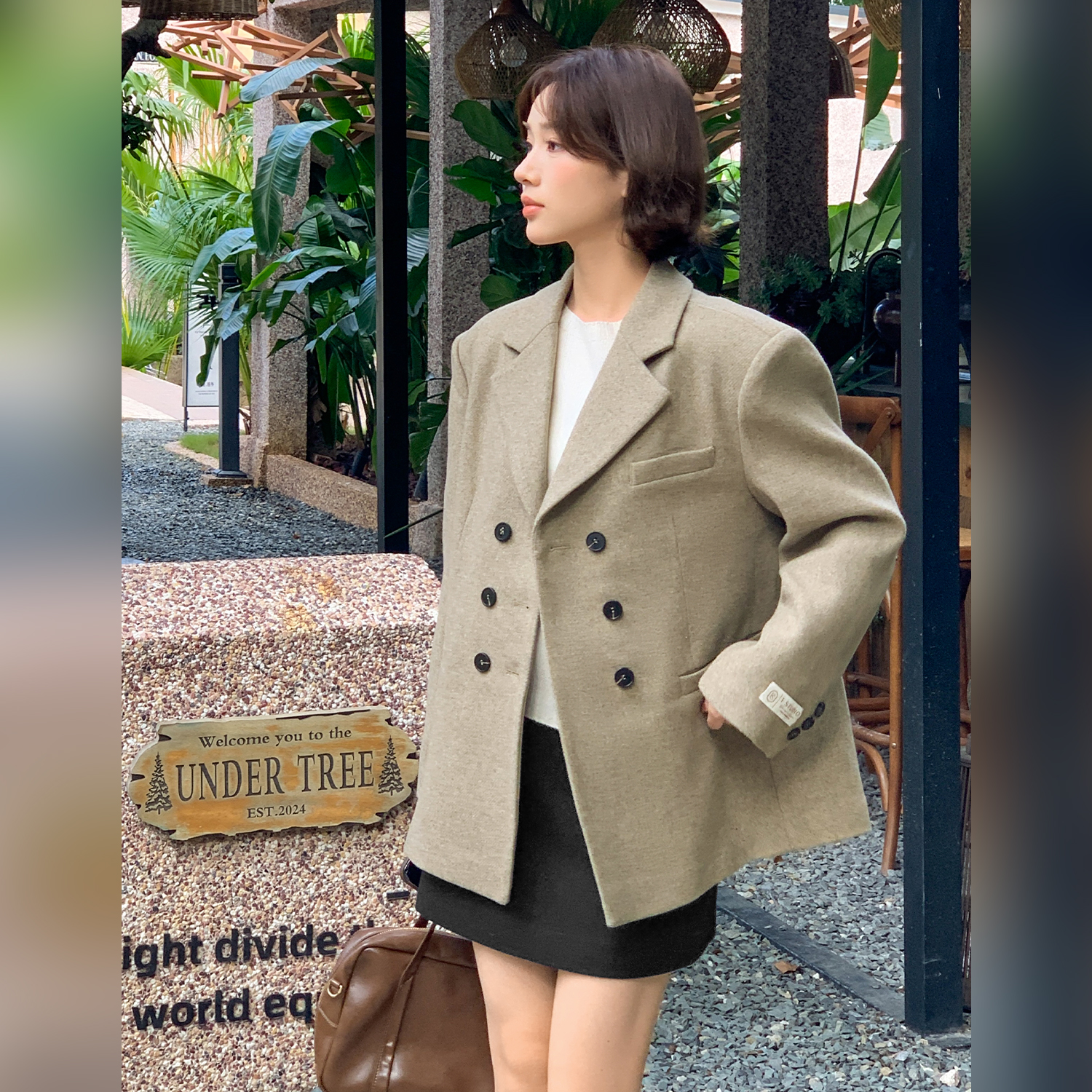 【韩国】【简雅姿态】FS509W012气质百搭呢子外套